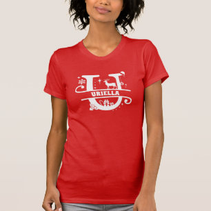 Letter U Christmas Monogram Initial Name Red T-Shirt