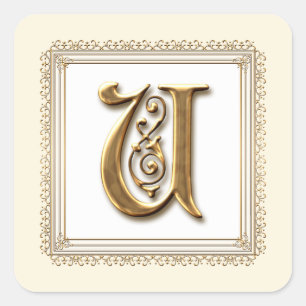 Letter U - Gold & Lace Classic Formal Wedding Seal