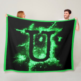 Letter U Green Capital Alphabet Fleece Blanket