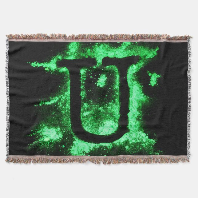 Letter U Green Capital Alphabet Throw Blanket (Front)