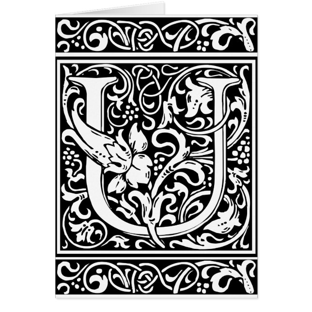 Letter U Mediaeval Monogram Art Nouveau (Front)