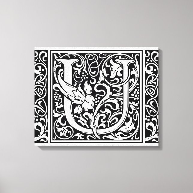 Letter U Mediaeval Monogram Art Nouveau Canvas Print (Front)