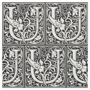 Letter U Mediaeval Monogram Art Nouveau Fabric