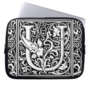 Letter U Mediaeval Monogram Art Nouveau Laptop Sleeve
