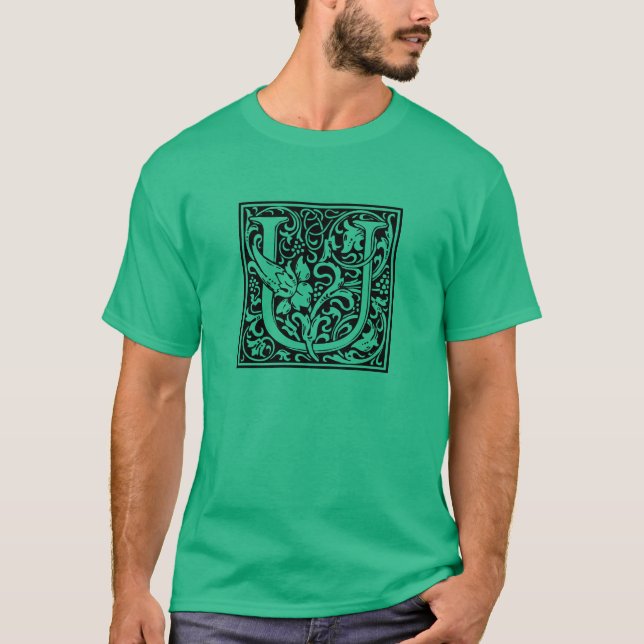 Letter U Mediaeval Monogram Art Nouveau T-Shirt (Front)