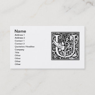 Letter U Mediaeval Monogram Vintage Initial Business Card
