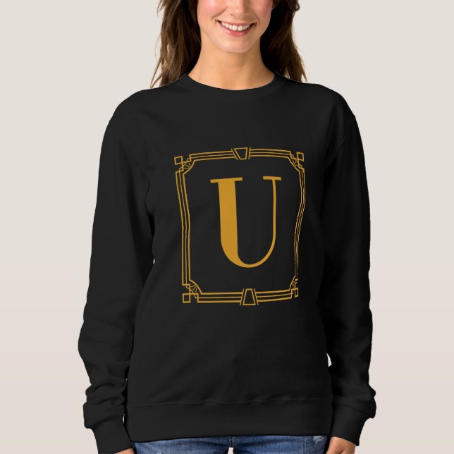 Letter U Monogram Alphabet U Initial Geometric Dec Sweatshirt (Front)