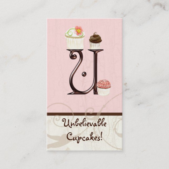 Letter U Monogram Dessert Bakery Business Cards (Front)