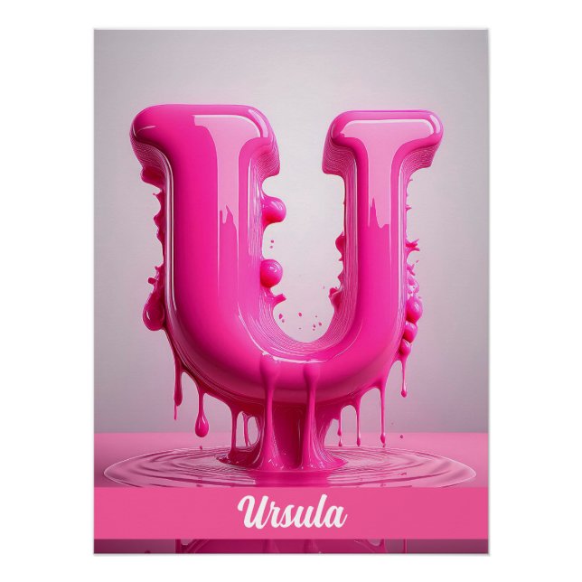 Letter U, Monogram U - Customizable Name Poster  (Front)