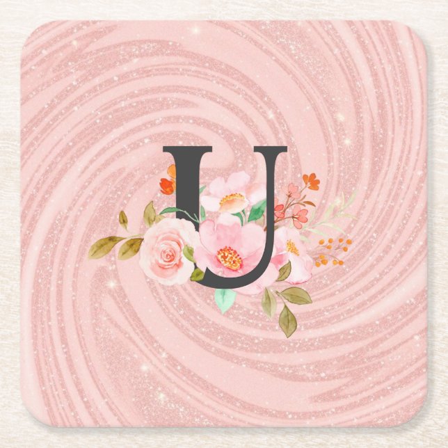 Letter U Square Paper Coaster (Front)