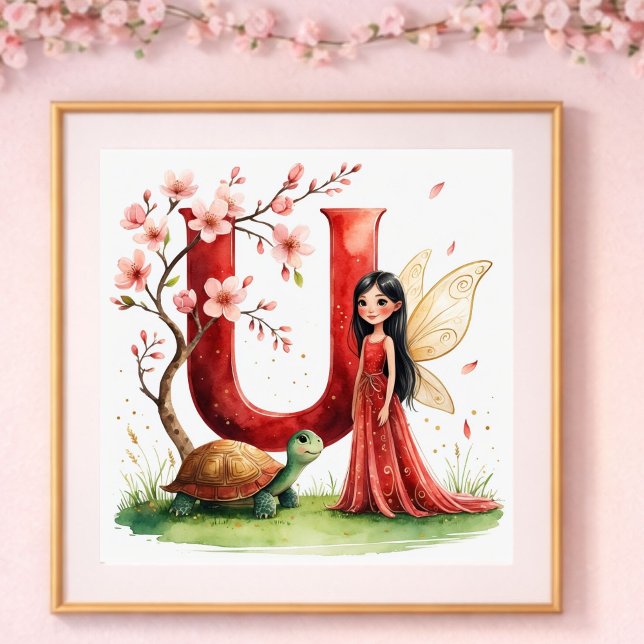 Letter U Turtle Fairy Poster - Alphabet Art (Creator Uploaded)