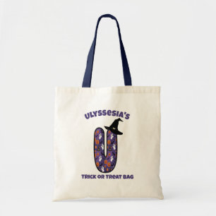 Letter U with Witch Hat and Name   Trick or Treat Tote Bag