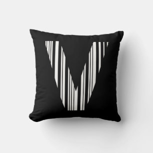 LETTER V BAR CODE First Initial Barcode Pattern Cushion