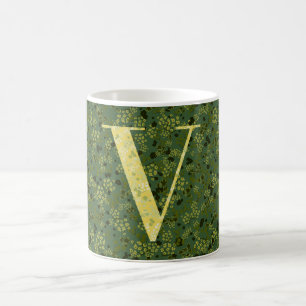 Letter V dark green and yellow liberty Coffee Mug