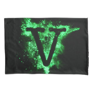 Letter V Green Capital Alphabet Pillowcase