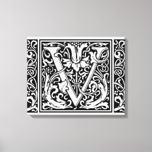 Letter V Mediaeval Monogram Art Nouveau Canvas Print