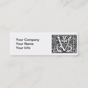 Letter V Mediaeval Monogram Art Nouveau Mini Business Card