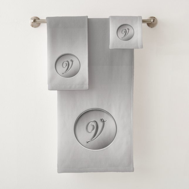 "Letter V" Monogram Bath Towel Set (Insitu)
