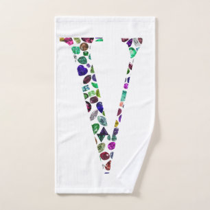 Letter V Monogram Hand Towel