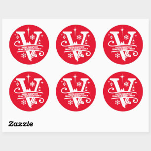Letter V Monogram Initial Family Name Greeting Classic Round Sticker