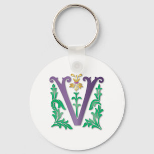 Letter V Monogram Key Ring