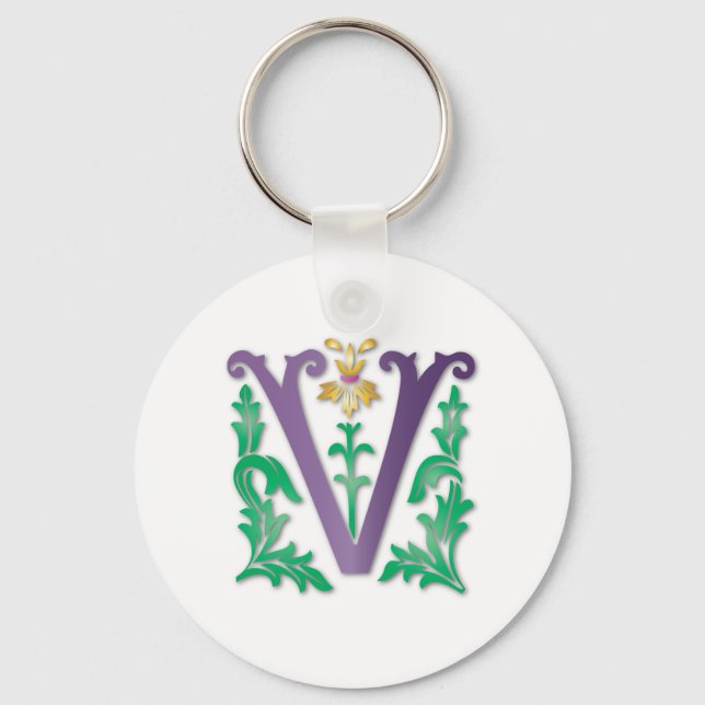 Letter V Monogram Key Ring (Front)