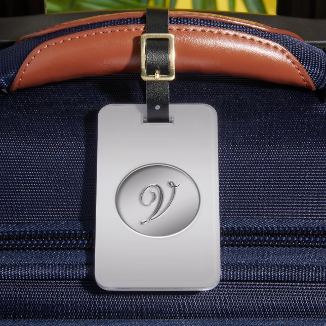 "Letter V" Monogram Luggage Tag (Front Insitu 2)