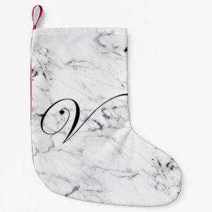 Letter V monogram Marble texture Small Christmas Stocking
