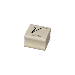 Letter V Monogram Personalised Rubber Stamp