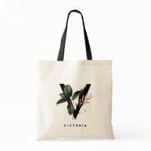 Letter V Monogram | Tropical Leaves Bridesmaid