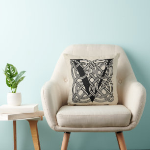 Letter V Monogram Vintage Celtic Knot Print Cushion