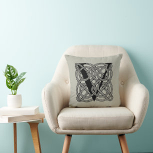 Letter V Monogram Vintage Celtic Knot Print Cushion