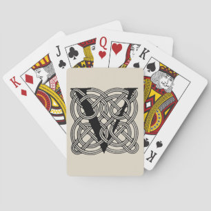 Letter V Monogram Vintage Celtic Knot Print Playing Cards