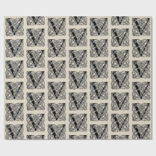 Letter V Monogram Vintage Celtic Knot Print Wrapping Paper