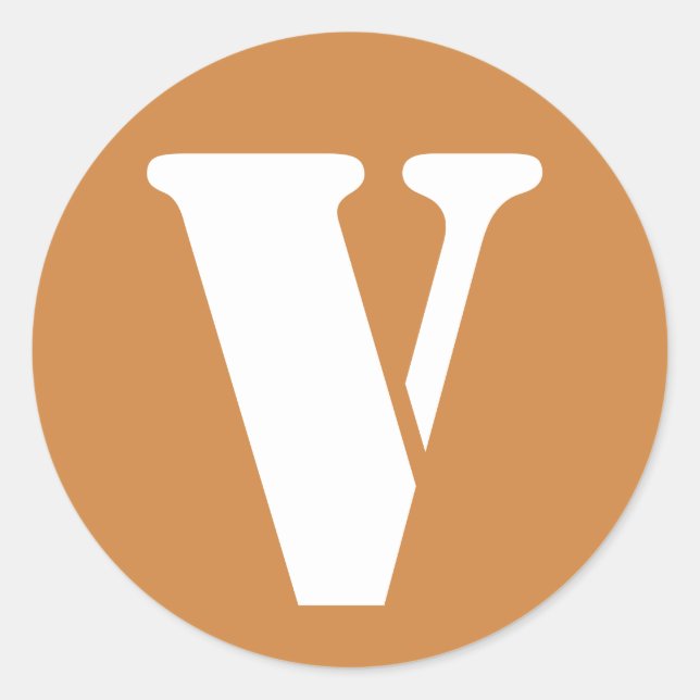 Letter V Peru Gold Stencil Alphabet by Janz Classic Round Sticker (Front)