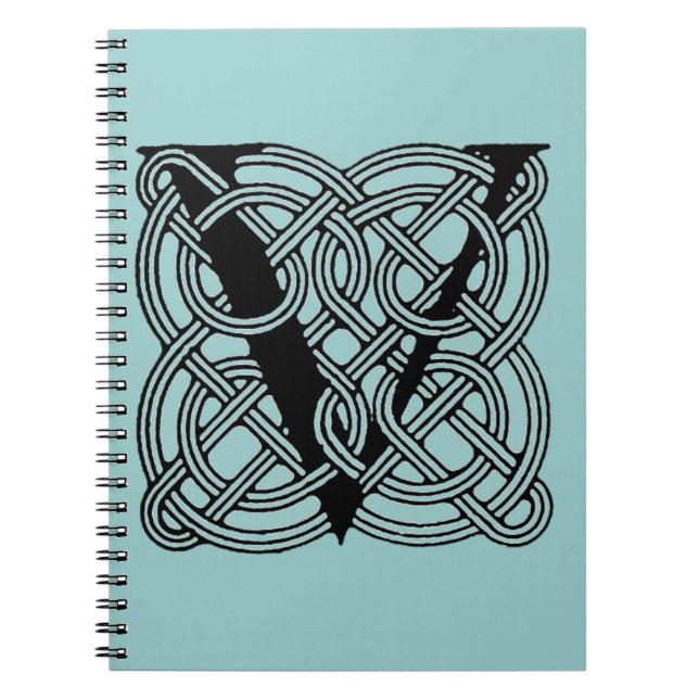 Letter V Vintage Celtic Knot Monogram Notebook (Front)