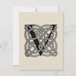 Letter V Vintage Celtic Knot Monogram Postcard