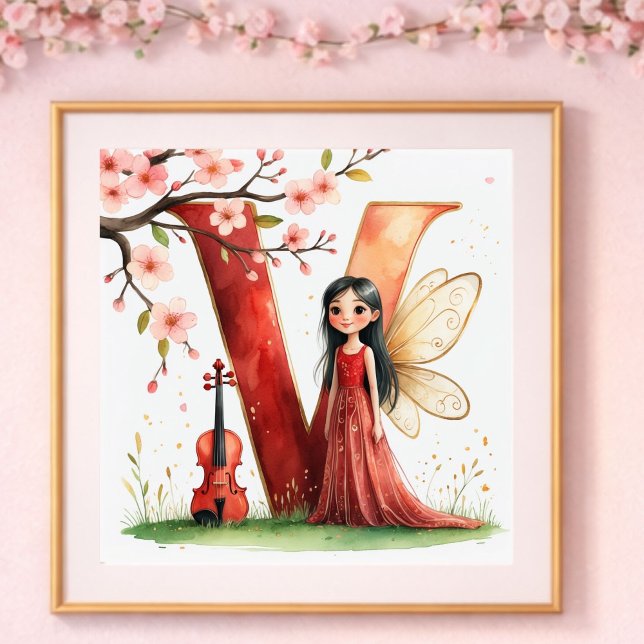 Letter V Violin Fairy Poster -Alphabet Art (Creator Uploaded)