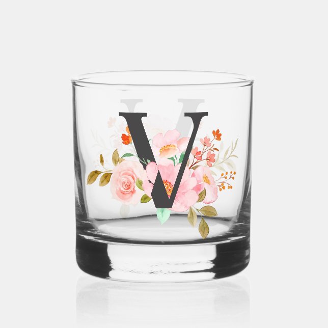 Letter V Whiskey Glass (Front)