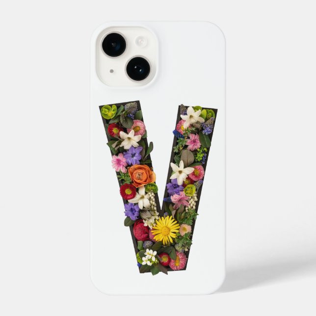 Letter V with Floral Wreath iPhone Case (Back)