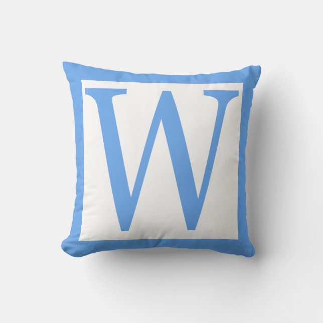 Letter W Baby Blue Border Cushion (Front)