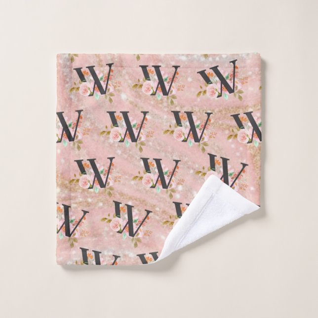 Letter W Bath Towel Set (Wash Cloth)