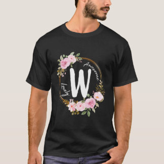 Letter W Floral Wreath Name Initial W Mother'S Day T-Shirt