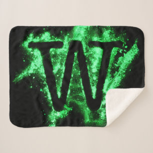 Letter W Green Capital Alphabet Sherpa Blanket