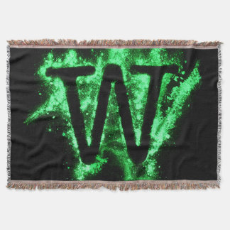 Letter W Green Capital Alphabet Throw Blanket