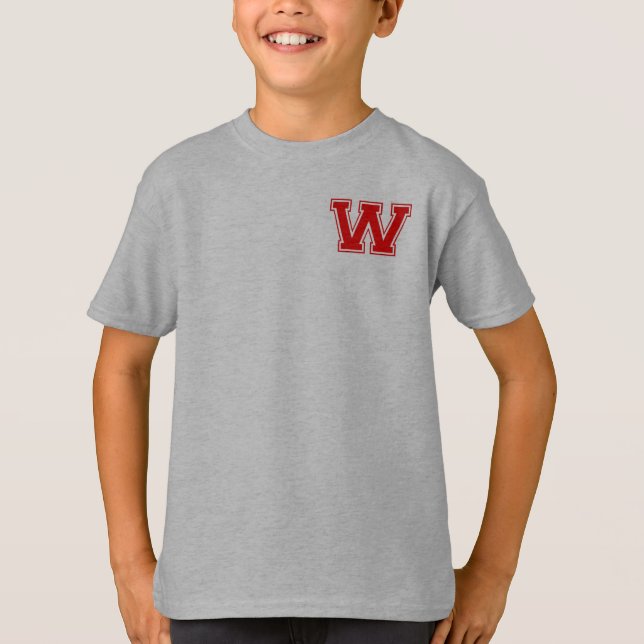 Letter W - Initial Name Alphabet Monogram T-Shirt (Front)