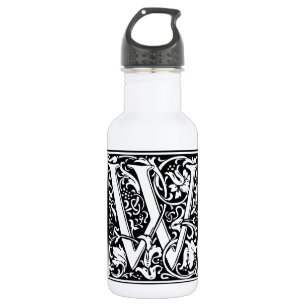 Letter W Mediaeval Monogram Art Nouveau 532 Ml Water Bottle