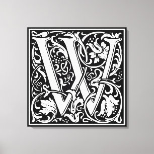 Letter W Mediaeval Monogram Art Nouveau Canvas Print