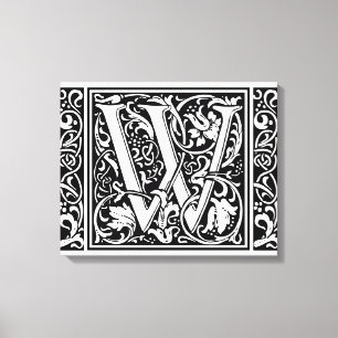 Letter W Mediaeval Monogram Art Nouveau Canvas Print