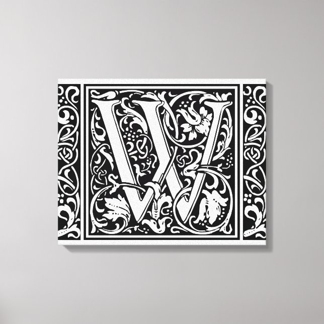 Letter W Mediaeval Monogram Art Nouveau Canvas Print (Front)
